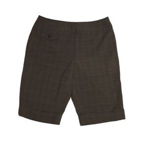 Y2K dark academia brown plaid‎ cuffed business bermuda shorts 6